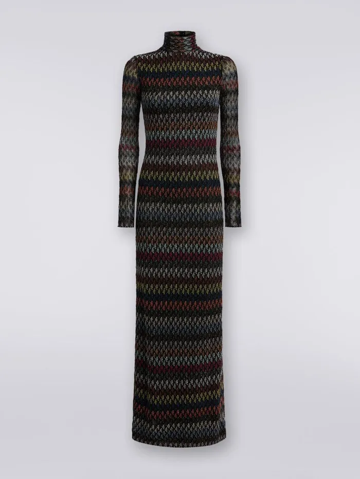 Women Long Dress In Raschel Knit Lam Viscose Multicoloured Missoni Dresses