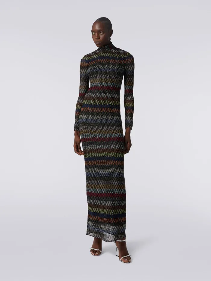 Women Long Dress In Raschel Knit Lam Viscose Multicoloured Missoni Dresses Women Long Dress In Raschel Knit Lam Viscose Multicoloured Missoni Dresses