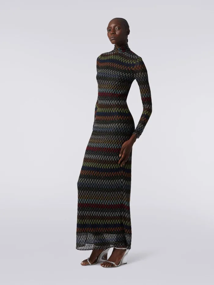 Women Long Dress In Raschel Knit Lam Viscose Multicoloured Missoni Dresses Women Long Dress In Raschel Knit Lam Viscose Multicoloured Missoni Dresses