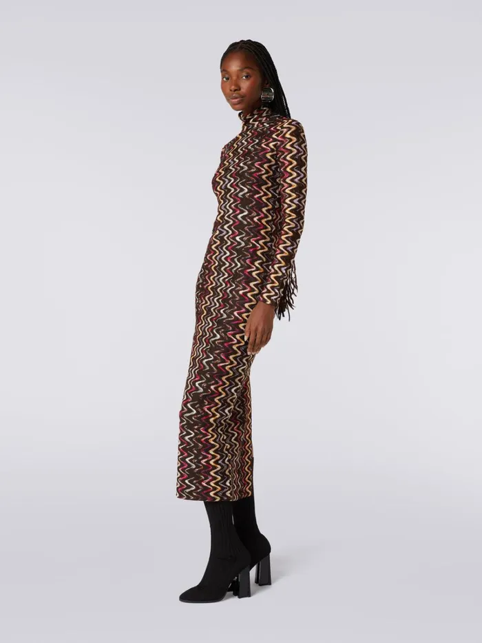 Women Long Dress In Raschel Zigzag Knit Wool And Viscose Multicoloured Missoni Dresses Women Long Dress In Raschel Zigzag Knit Wool And Viscose Multicoloured Missoni Dresses