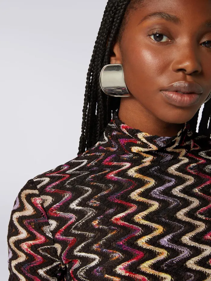 Women Long Dress In Raschel Zigzag Knit Wool And Viscose Multicoloured Missoni Dresses Women Long Dress In Raschel Zigzag Knit Wool And Viscose Multicoloured Missoni Dresses
