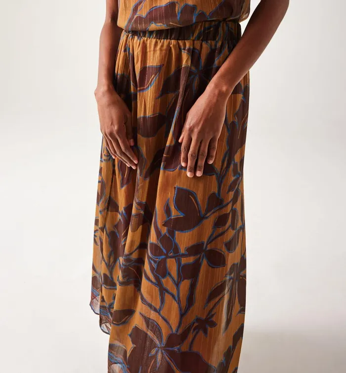 Women Long Patterned Skirt 8211 Ochre Print Promod Skirts Women Long Patterned Skirt 8211 Ochre Print Promod Skirts