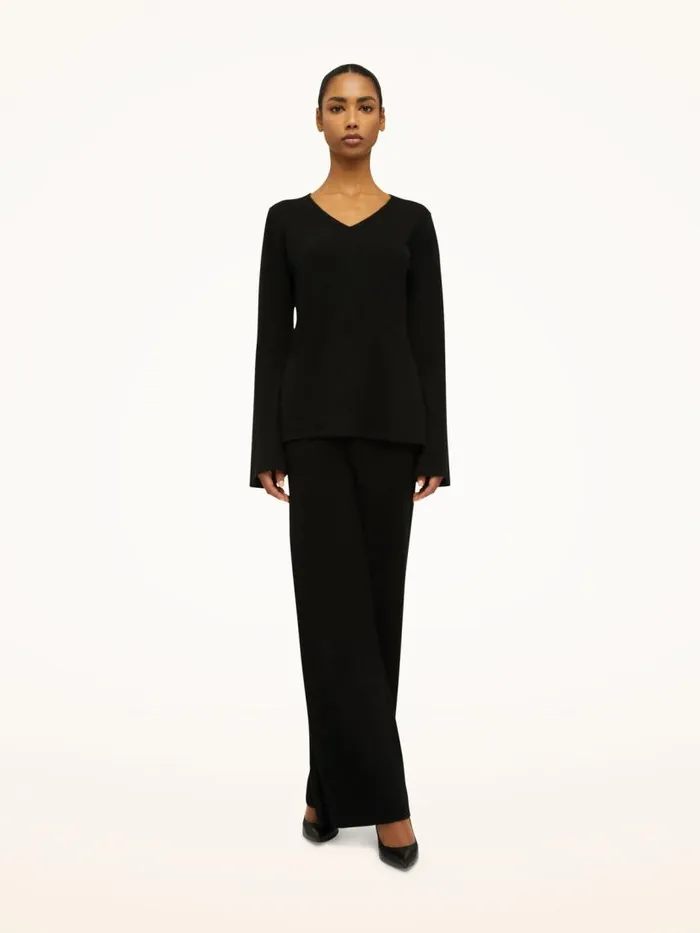 Women Longsleeved Tops Wolford Cashmere A Shape Top Long Sleeves Black
