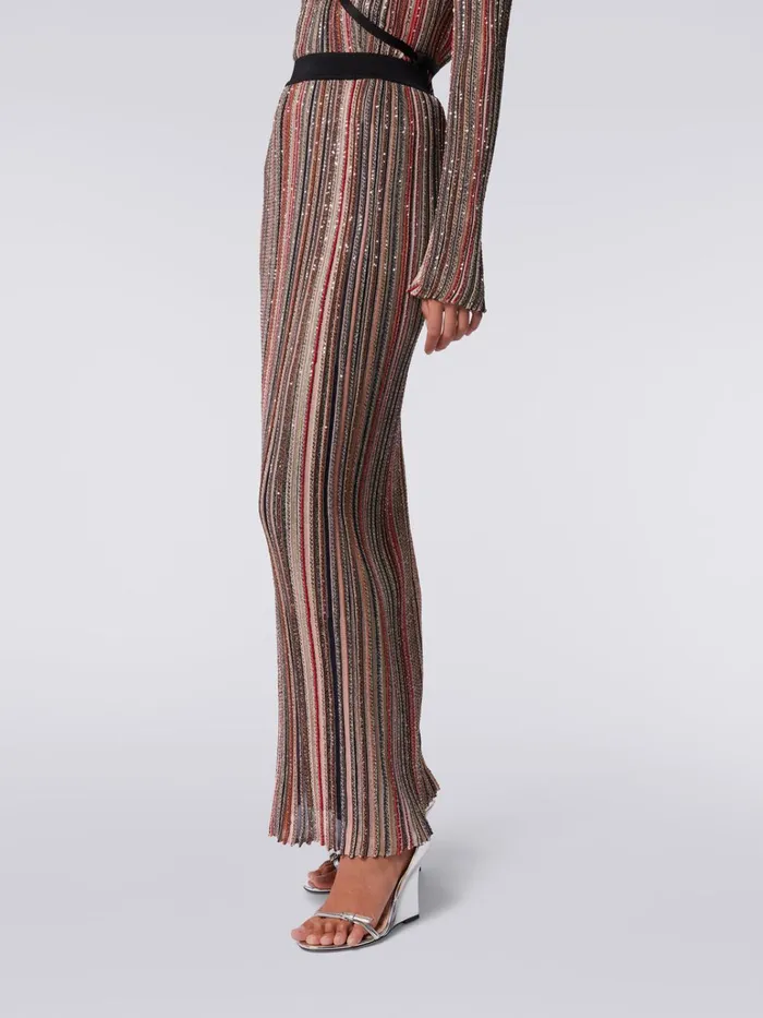 Women Long Vertical Striped Pleated Skirt With Sequins Multicoloured Missoni Skirts