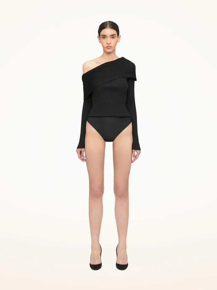 Women Longsleeve Bodies Wolford Contoured Ribs Body Black