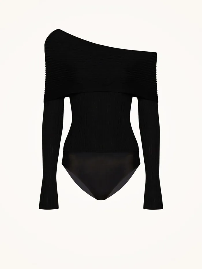 Women Longsleeve Bodies Wolford Contoured Ribs Body Black