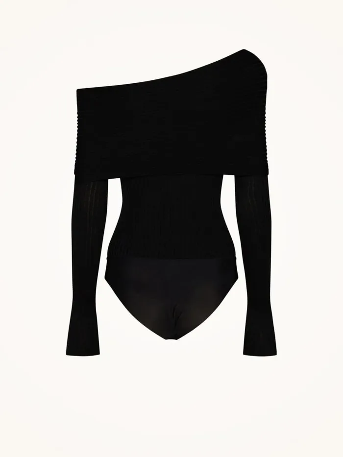 Women Longsleeve Bodies Wolford Contoured Ribs Body Black
