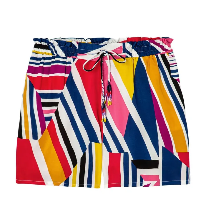 Women Loose Patterned Satin Shorts 8211 Multicolour Print Promod Shorts Women Loose Patterned Satin Shorts 8211 Multicolour Print Promod Shorts