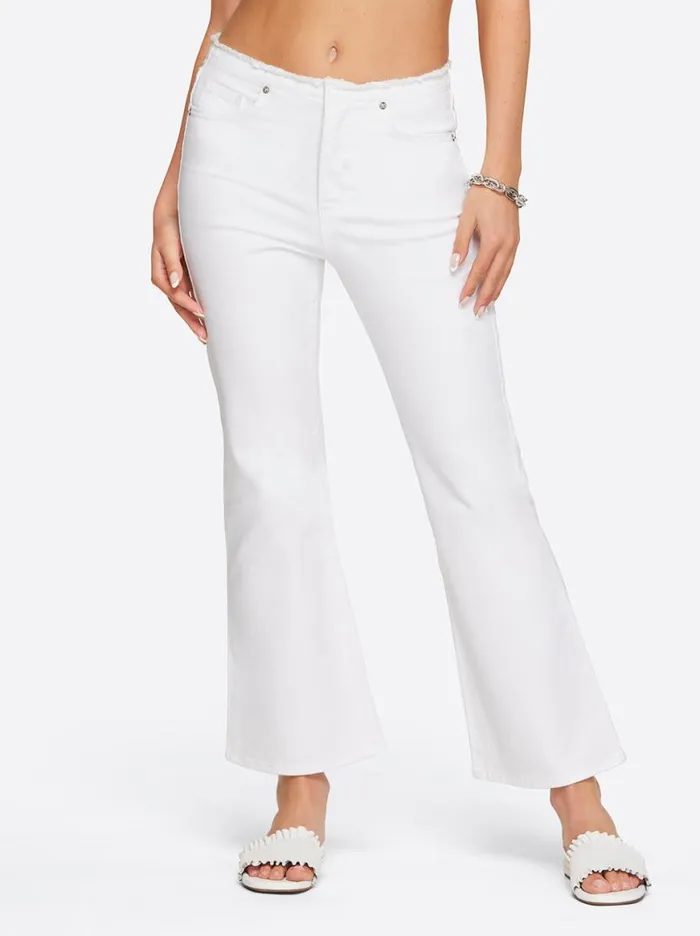 Women Love Song High Rise Crop Flare In White Jessica Simpson Bottoms