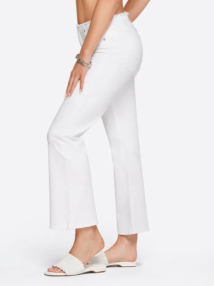 Women Love Song High Rise Crop Flare In White Jessica Simpson Bottoms