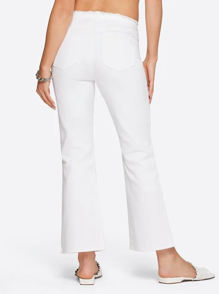 Women Love Song High Rise Crop Flare In White Jessica Simpson Bottoms