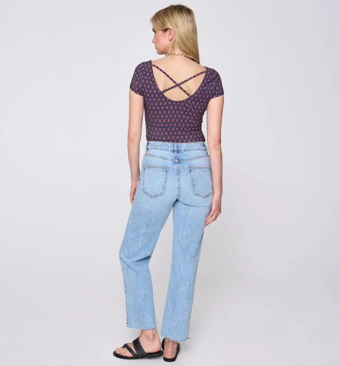 Women Low RoundNeck Top 8211 Navy Blue Print Promod Tops Women Low RoundNeck Top 8211 Navy Blue Print Promod Tops