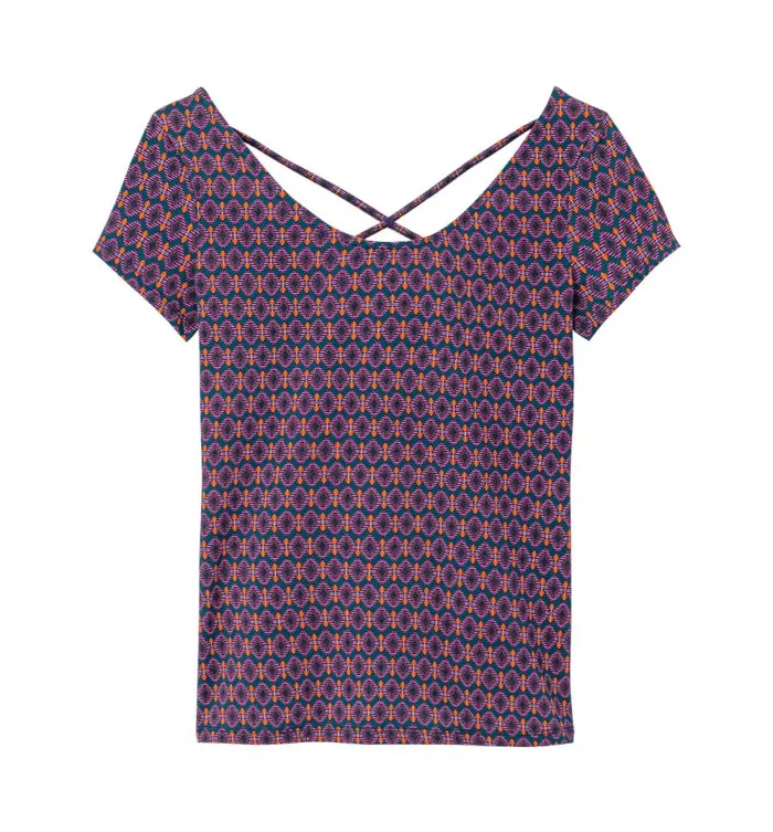 Women Low RoundNeck Top 8211 Navy Blue Print Promod Tops Women Low RoundNeck Top 8211 Navy Blue Print Promod Tops