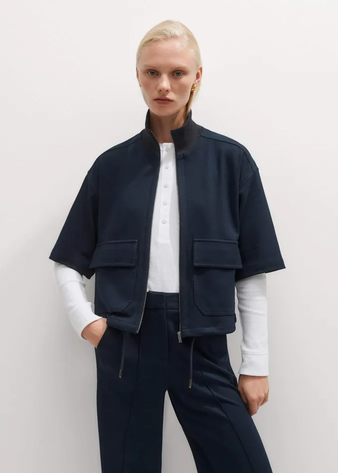 Women Luxe Travel Tailoring Layering Jacket Navy MEEM