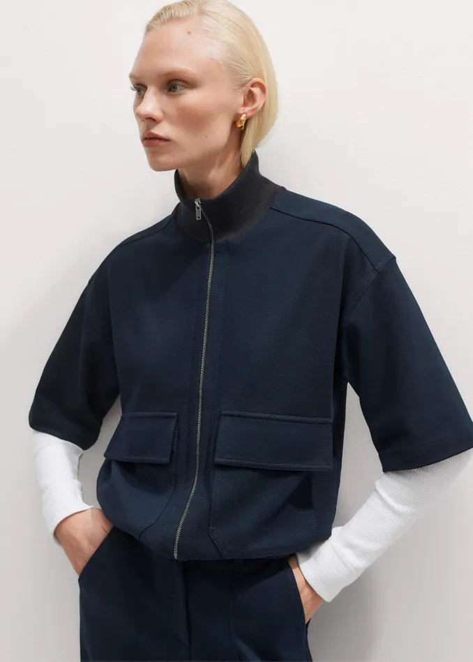 Women Luxe Travel Tailoring Layering Jacket Navy MEEM