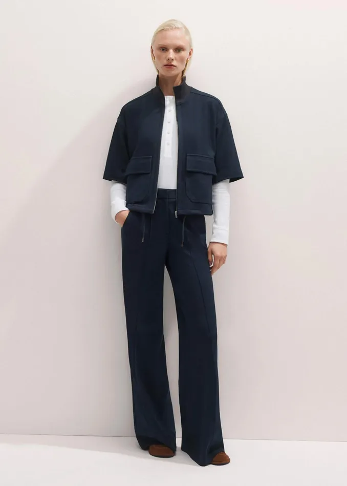 Women Luxe Travel Tailoring Layering Jacket Navy MEEM