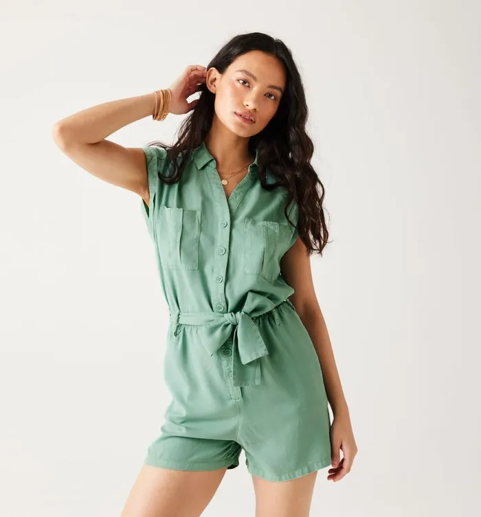 Women Lyocell Shorts Jumpsuit 8211 Turquoise Promod Jumpsuits And Playsuits