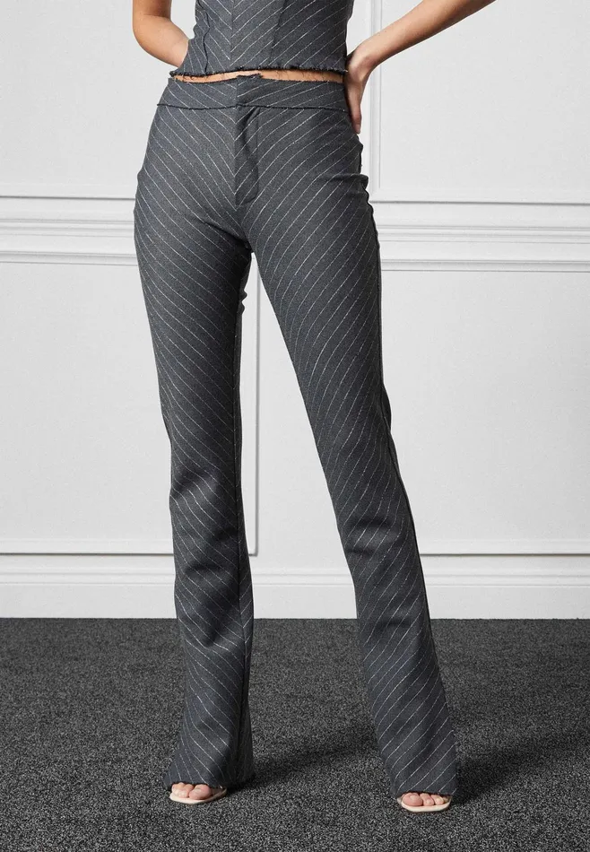 Women Manire De Voir Pinstripe Bandeau Corset Top Grey