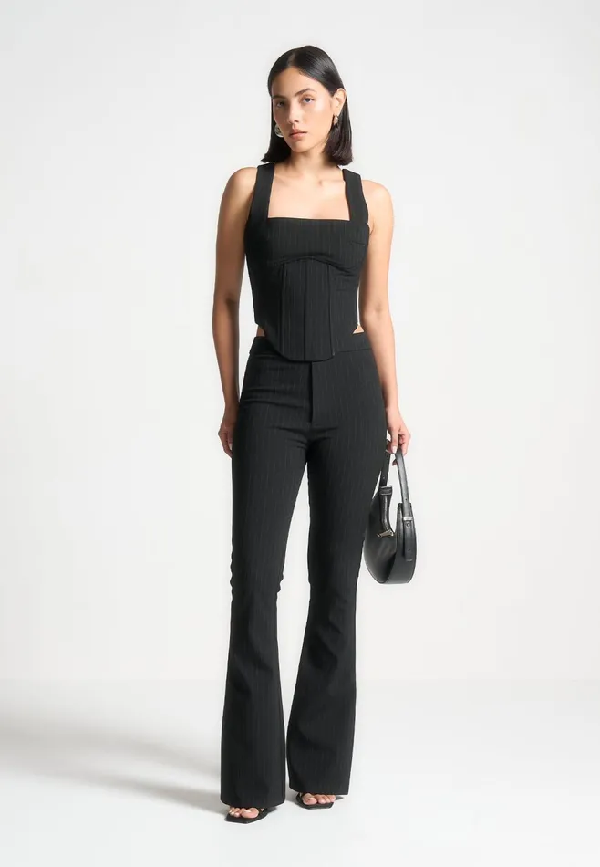 Women Manire De Voir Pinstripe Fit And Flare Leggings Black