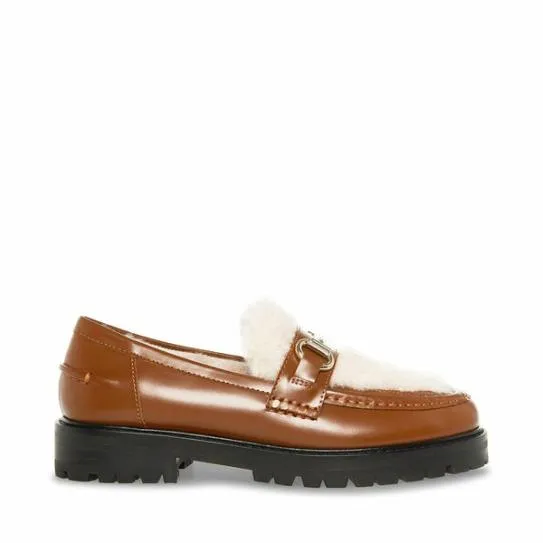 Women MARIANNA COGNAC LEATHER Cognac Leather Steve Madden Loafers and Flats
