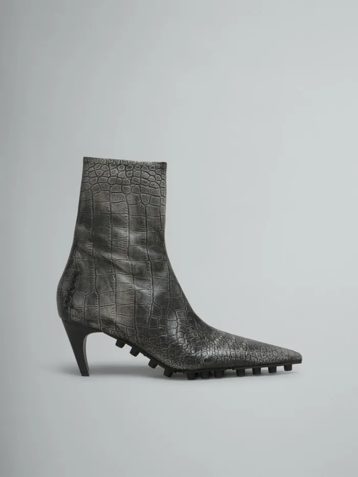 Women Marni Boots Spike Ankle Boot In Crocodile Print Leather