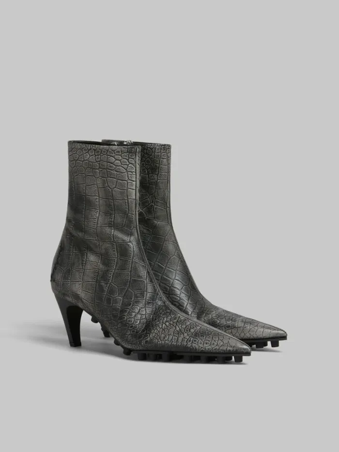Women Marni Boots Spike Ankle Boot In Crocodile Print Leather