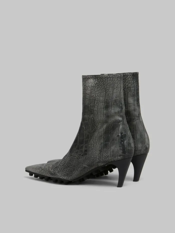 Women Marni Boots Spike Ankle Boot In Crocodile Print Leather