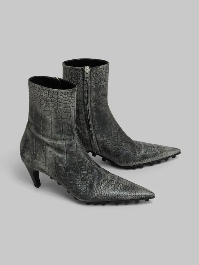 Women Marni Boots Spike Ankle Boot In Crocodile Print Leather