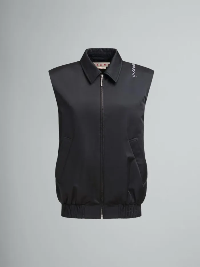 Women Marni Coats and Jackets Taffeta Bomber Vest With Marni Symbol