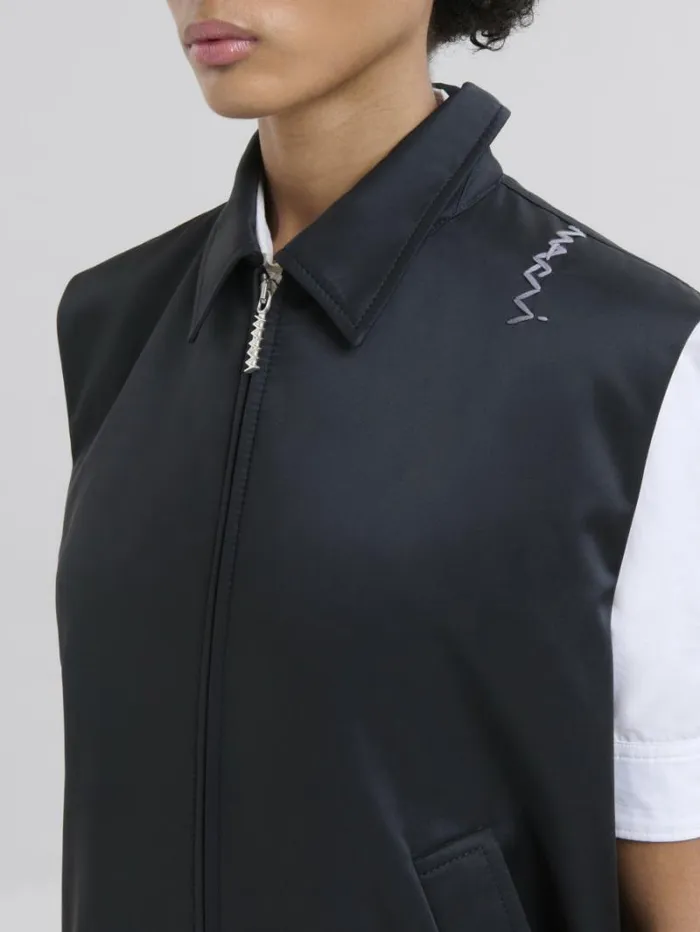 Women Marni Coats and Jackets Taffeta Bomber Vest With Marni Symbol
