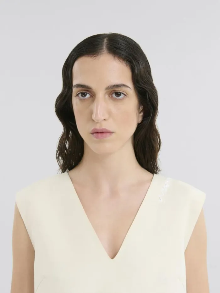 Women Marni Dresses Loose Fit Cotton Dress With Marni Symbol
