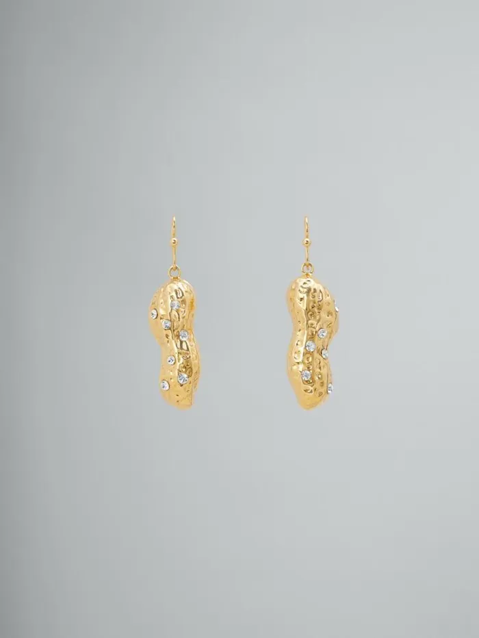 Women Marni Earrings Gold Peanut Drop Earrings
