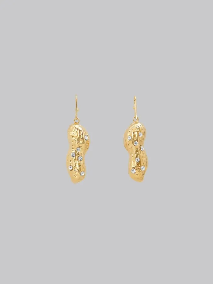 Women Marni Earrings Gold Peanut Drop Earrings