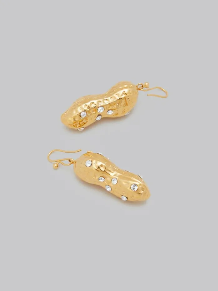 Women Marni Earrings Gold Peanut Drop Earrings