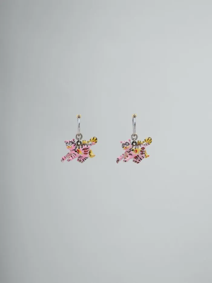 Women Marni Earrings Hook Earrings With Tiger Pendants