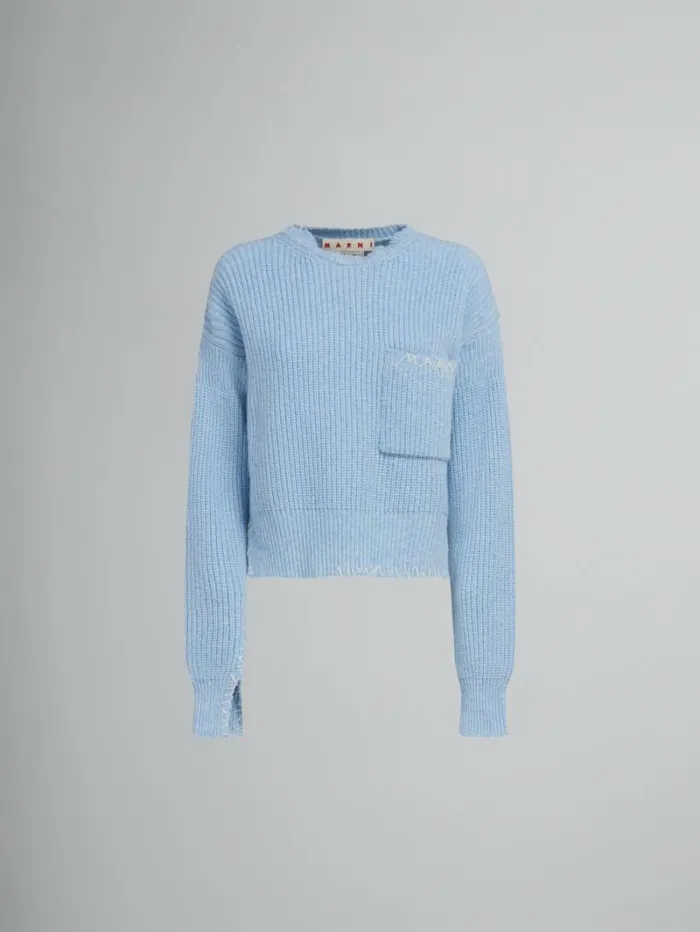 Women Marni Knitwear Blue Moulin Jumper With Mending