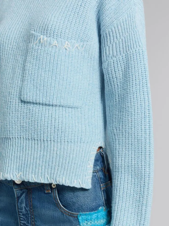 Women Marni Knitwear Blue Moulin Jumper With Mending