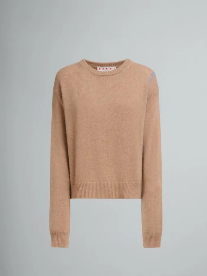 Women Marni Knitwear Boxy Cashmere Jumper With Marni Symbol