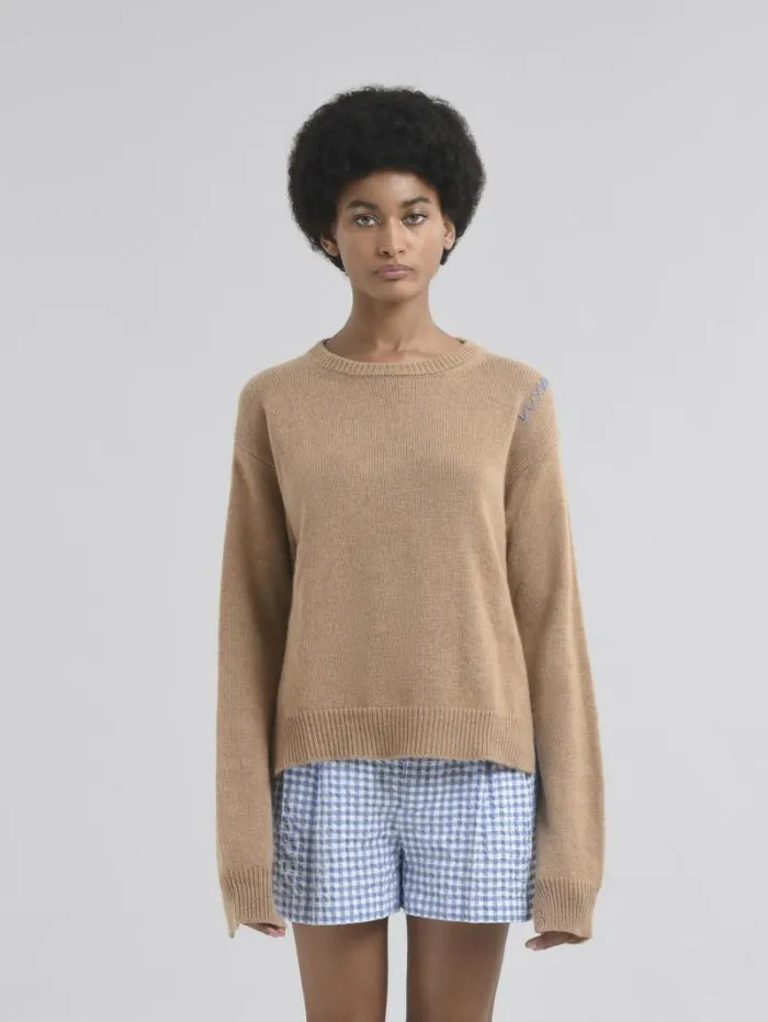 Women Marni Knitwear Boxy Cashmere Jumper With Marni Symbol