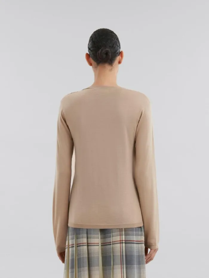 Women Marni Knitwear Oat WoolSilk CrewNeck Jumper With Marni Mending
