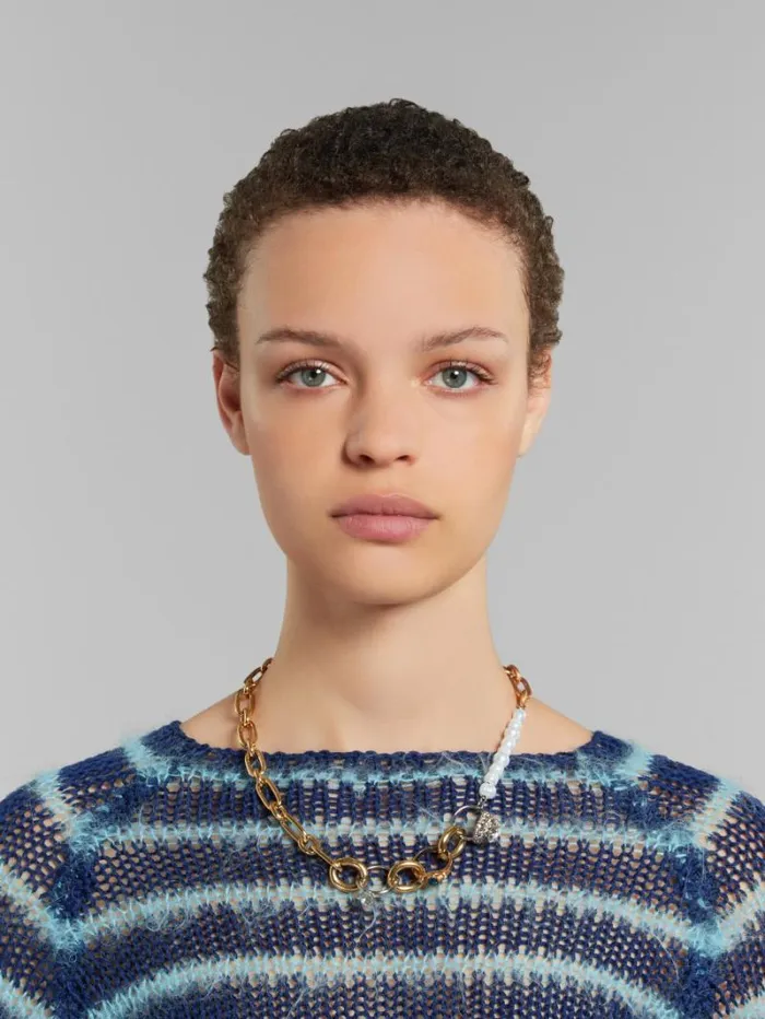 Women Marni Necklaces Mixed Link Chain Necklace With Pearls And Rings
