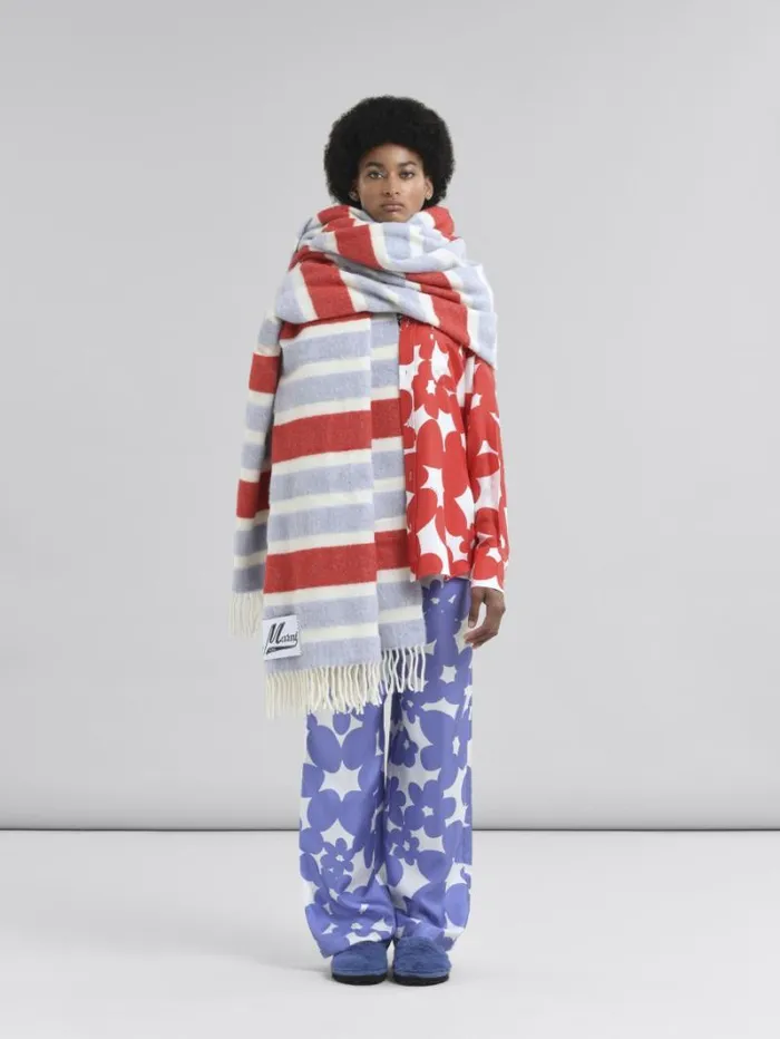 Women Marni Other Accessories Light Blue And Red Striped Wool And Alpaca Throw