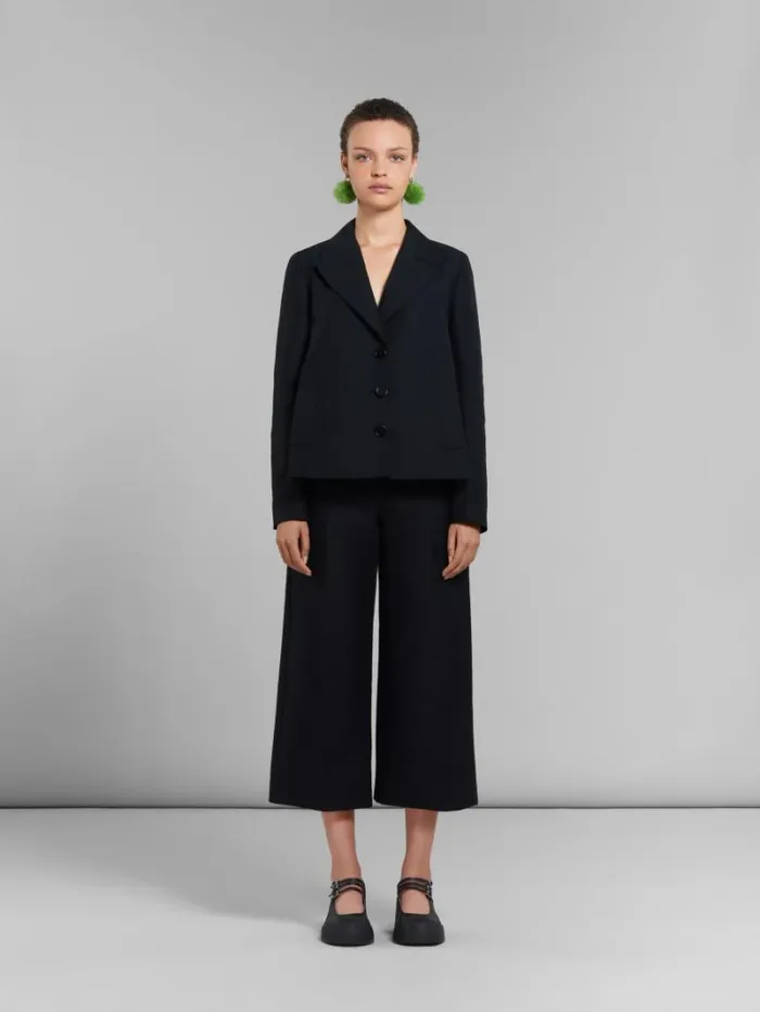 Women Marni Pants Black Cady Cropped Trousers