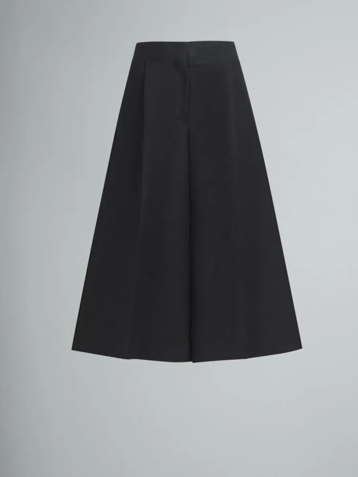 Women Marni Pants Black Wide Leg Cotton Bermuda Shorts With Marni Symbol
