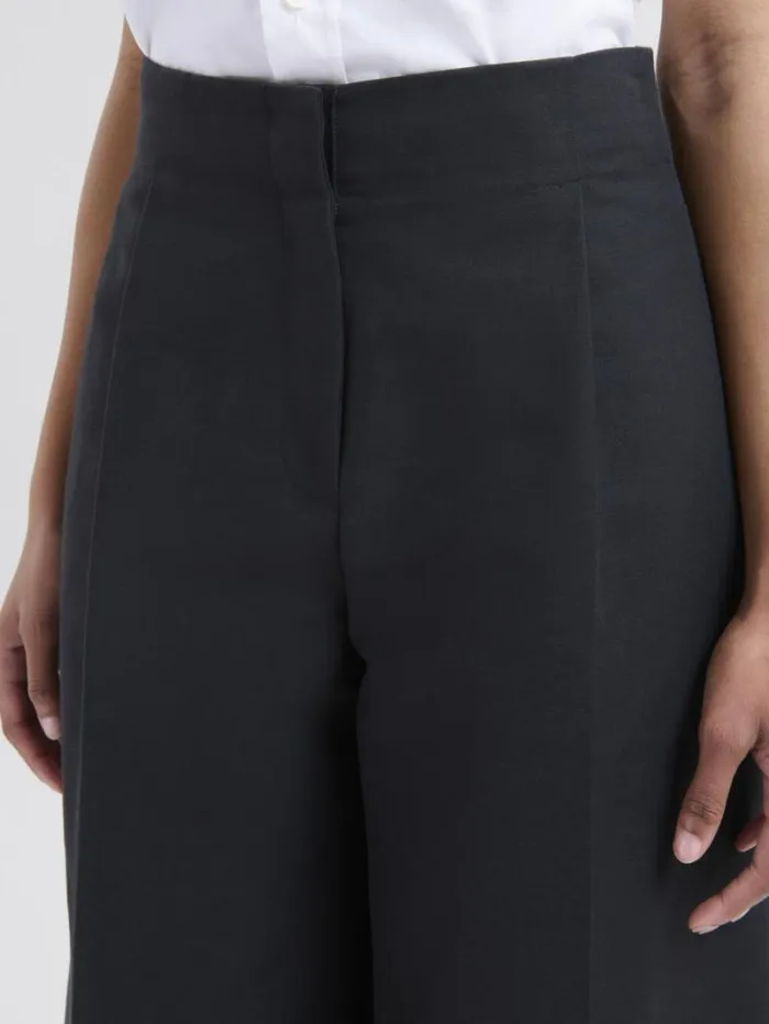 Women Marni Pants Black Wide Leg Cotton Bermuda Shorts With Marni Symbol