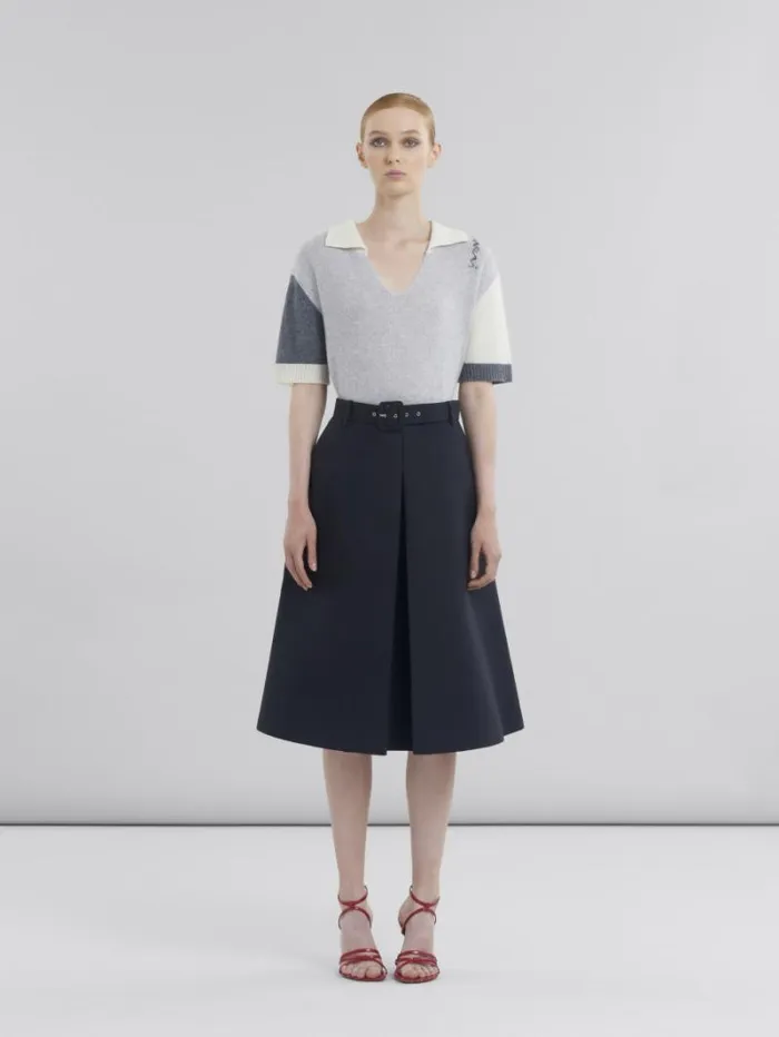 Women Marni Skirts Black Cotton ALine Skirt With Marni Symbol