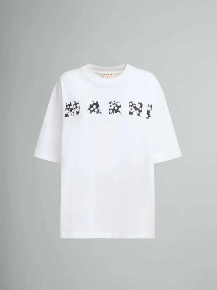 Women Marni Tops and Tshirts Black Cotton TShirt With Marni Pop Fields Logo