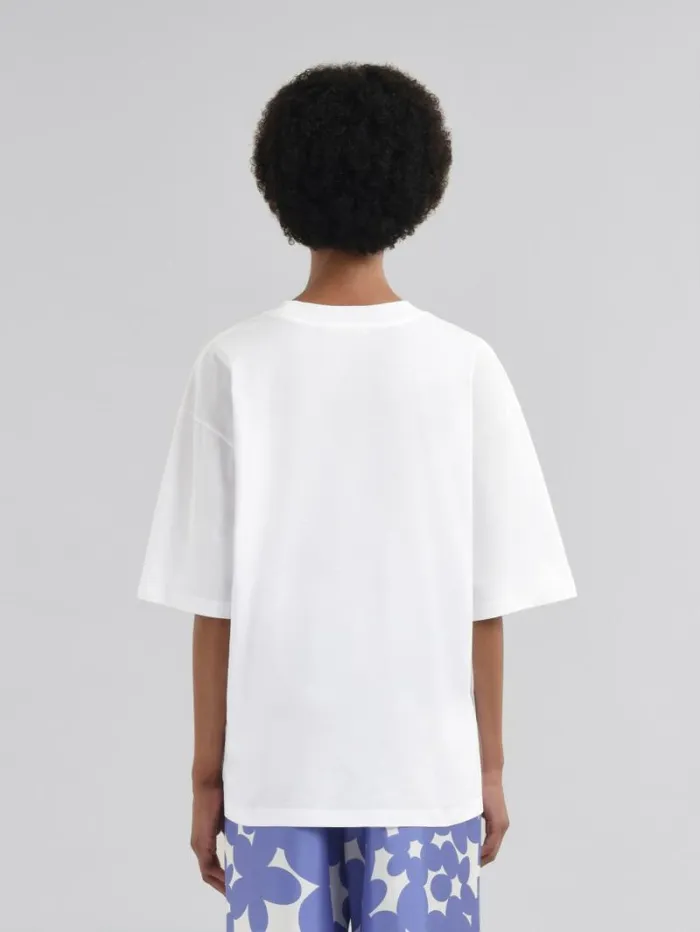 Women Marni Tops and Tshirts Black Cotton TShirt With Marni Pop Fields Logo
