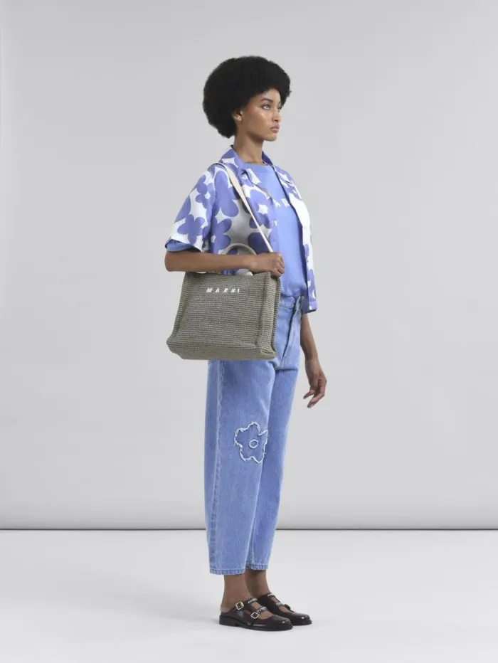 Women Marni Tops and Tshirts Light Blue Jersey Cotton TShirt With Marni Scribbled Logo