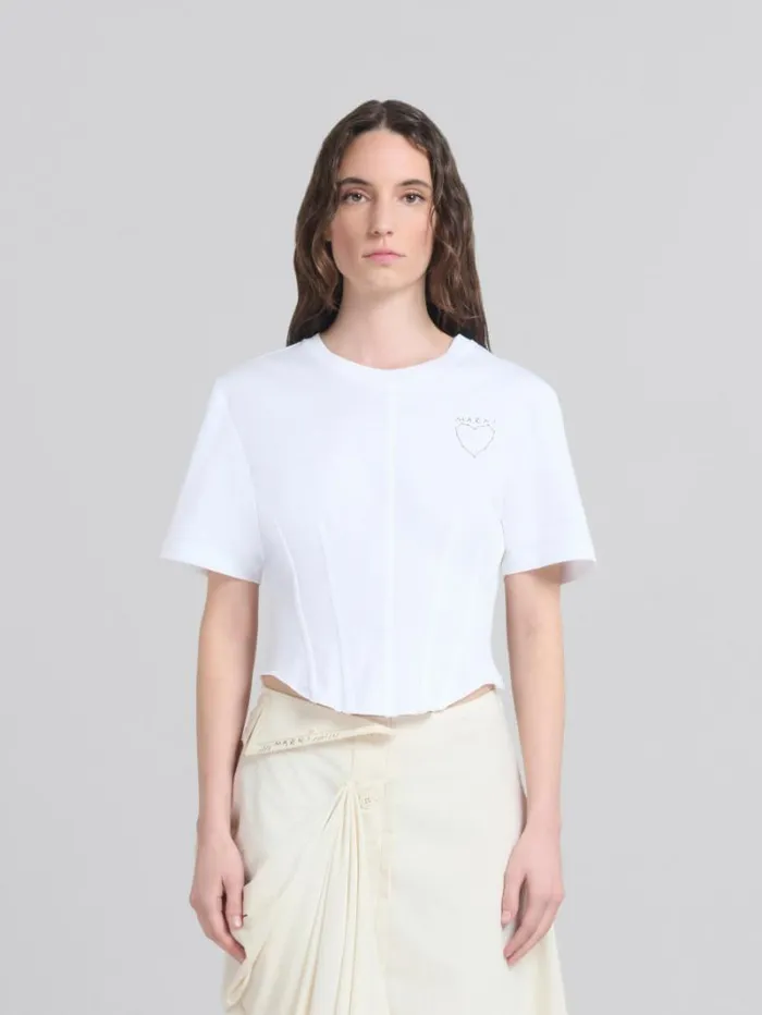 Women Marni Tops and Tshirts White Organic Jersey Corset TShirt